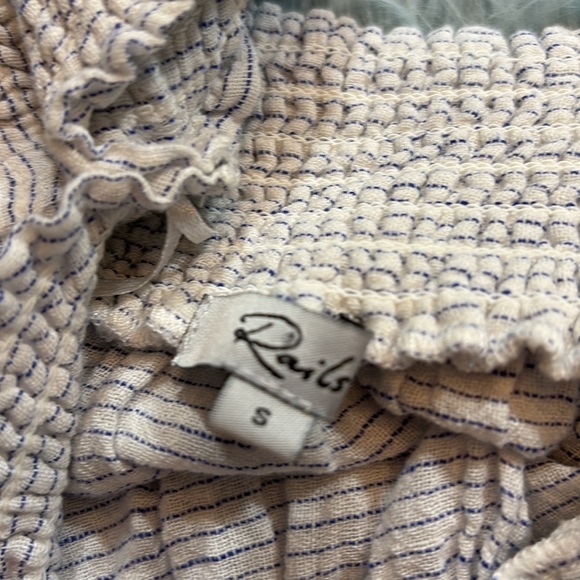 Rails Linen Isabelle White Royal Stripe Off The Shoulder Short Sleeve Top sz S - Picture 7 of 9